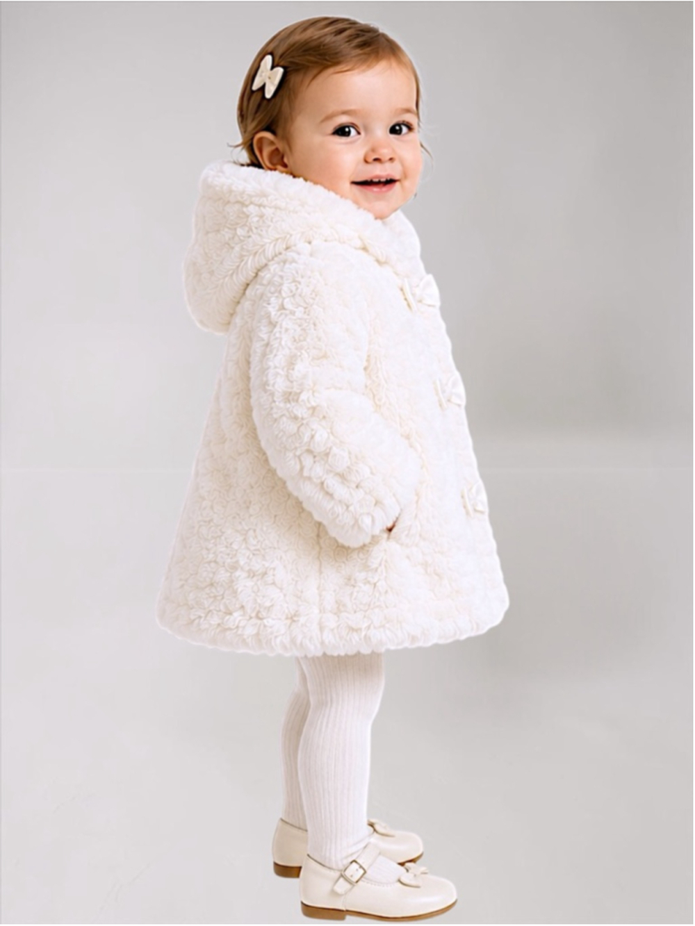 Widgeon 3-Bow A-Line Faux Fur Coat – Size 12M - Picture 2 of 12
